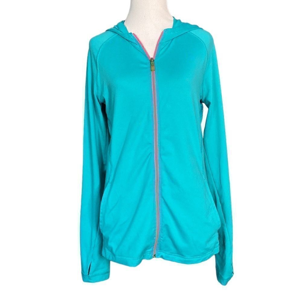 Adidas Clima Cool Blue Green Long Sleeve Full Zip Shirt